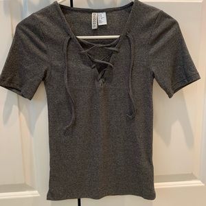 grey tie up shirt from h&m